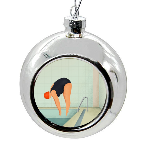 swimmers - colourful christmas bauble by Fatpings_studio