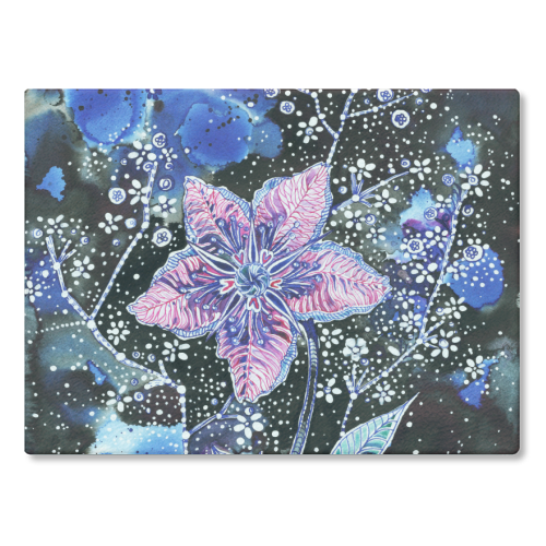Space flower hellebore - glass chopping board by Aleshka K
