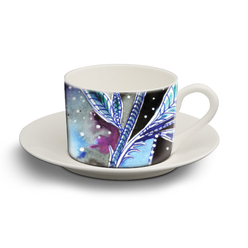 Space flower hellebore - personalised cup and saucer by Aleshka K