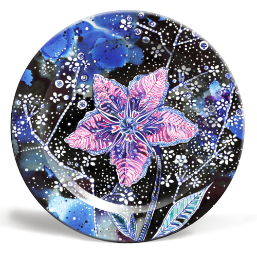 Space flower hellebore - ceramic dinner plate by Aleshka K