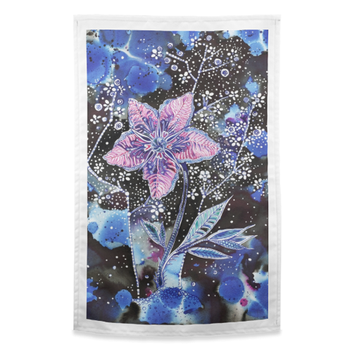 Space flower hellebore - funny tea towel by Aleshka K