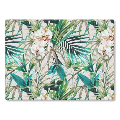 Pattern floral tropical 001 - glass chopping board by MMarta BC