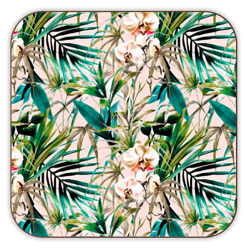 Pattern floral tropical 001 - personalised beer coaster by MMarta BC