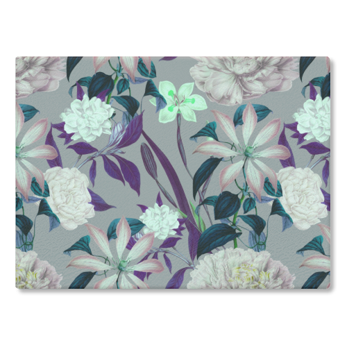 Flowery vintage pattern 01 - glass chopping board by MMarta BC