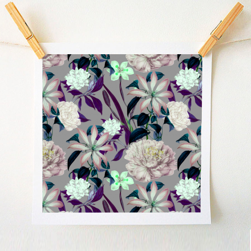 Flowery vintage pattern 01 - A1 - A4 art print by MMarta BC
